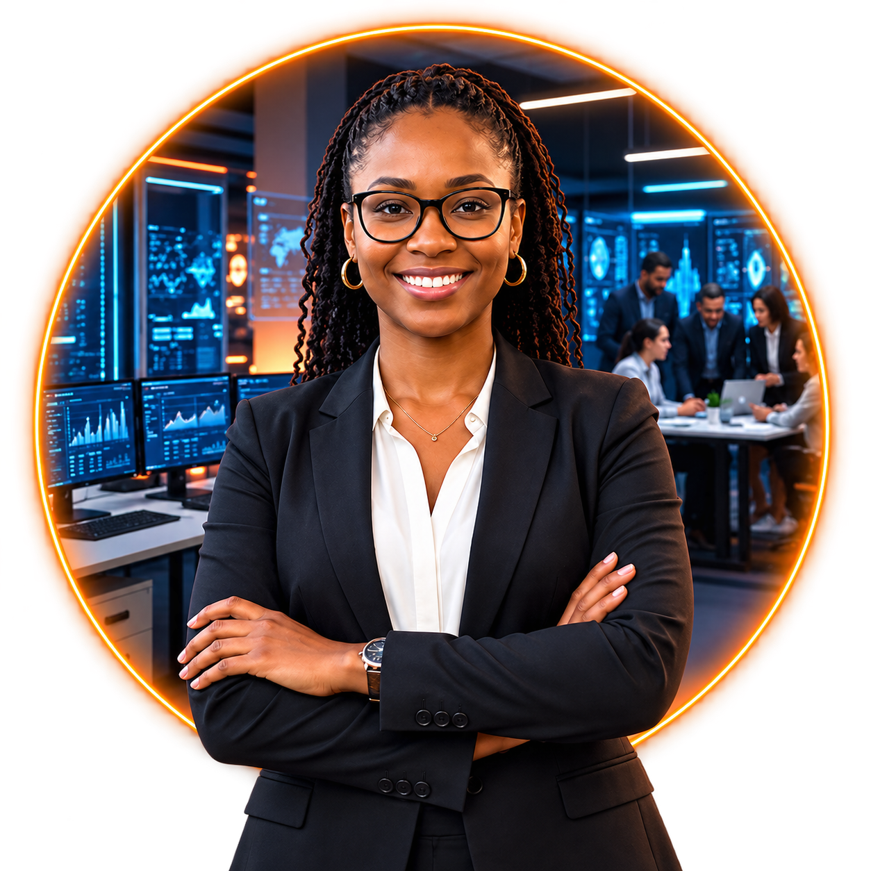 Technology professional working in a modern digital environment